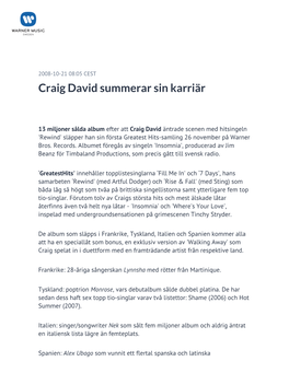 Craig David Summerar Sin Karriär