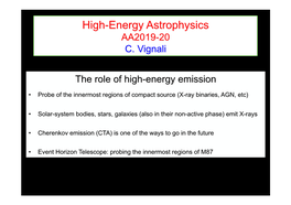 High-Energy Astrophysics AA2019-20 C