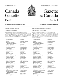 Canada Gazette, Part 1