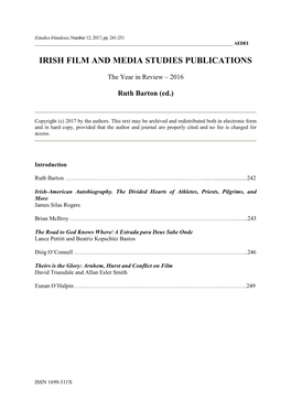 Irish Film and Media Studies Publications