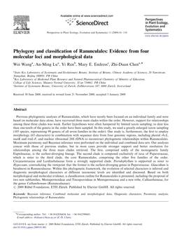Phylogeny and Classification of Ranunculales: Evidence from Four