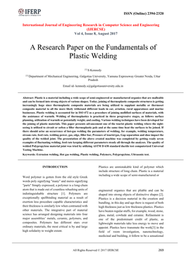 A Research Paper on the Fundamentals of Plastic Welding