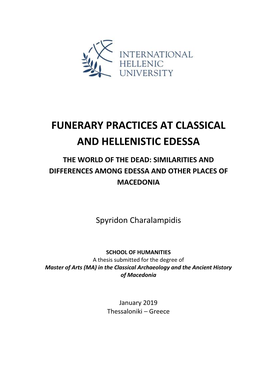 Funerary Practices at Classical and Hellenistic Edessa