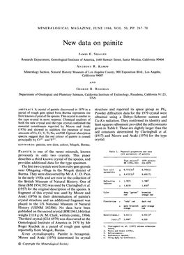 New Data on Painite