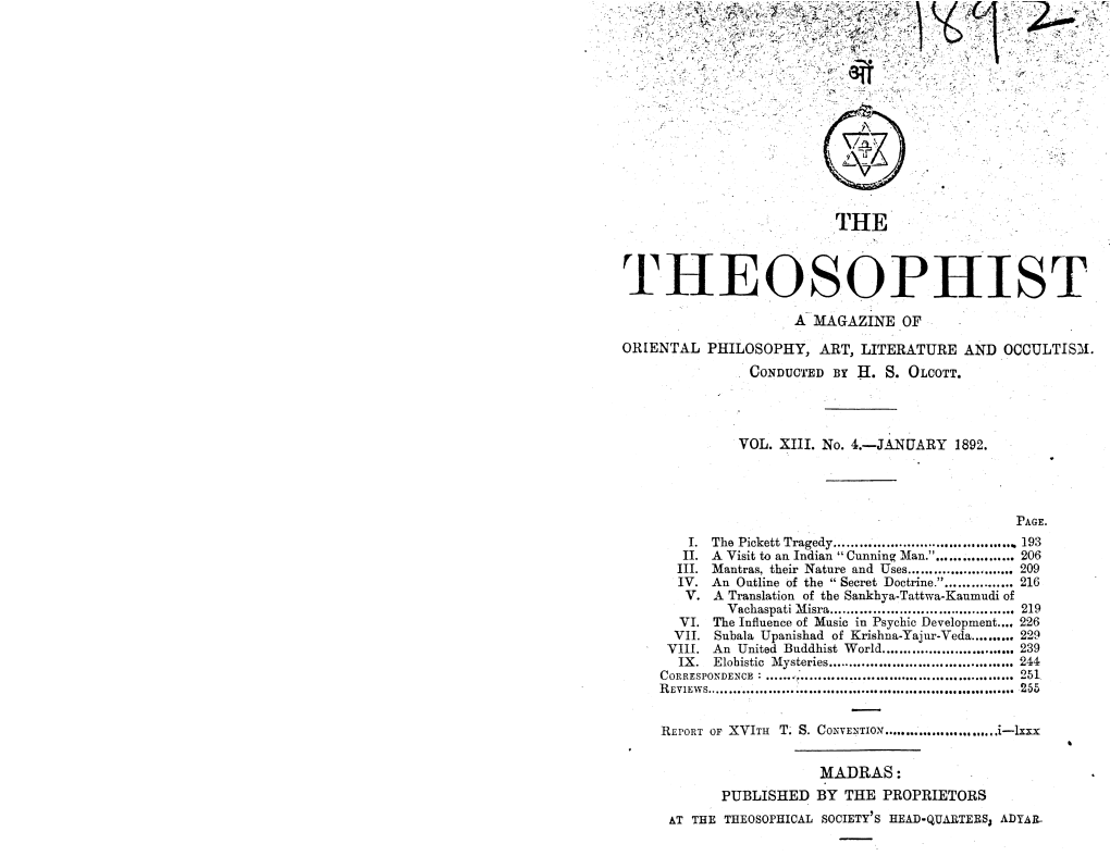 Theosophist a Magazine Of
