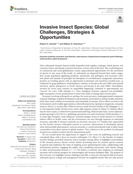 Invasive Insect Species: Global Challenges, Strategies & Opportunities