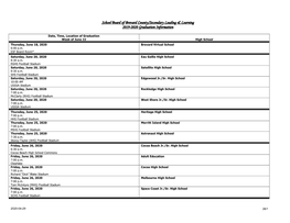 School Board of Brevard County/Secondary Leading & Learning 2019-2020 Graduation Information