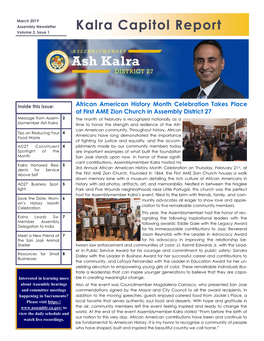 Kalra Capitol Report Volume 3, Issue 1 Kalra Capitol Report