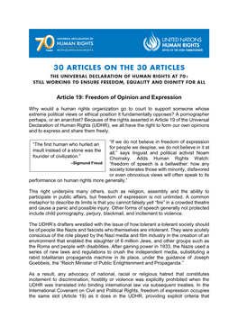 Article 19: Freedom of Opinion and Expression