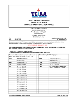 Turks and Caicos Islands Airports Authority Aeronautical Information Service