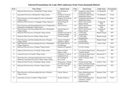 Selected Presentations for Lake 2016 Conference from Uttara Kannada District