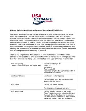 Ultimate 4'S Rules Modifications