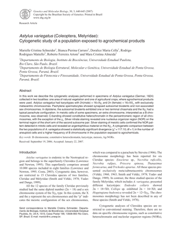 Astylus Variegatus (Coleoptera, Melyridae): Cytogenetic Study of a Population Exposed to Agrochemical Products