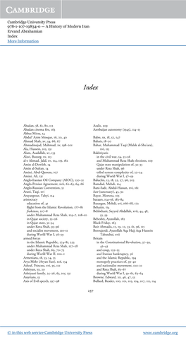 Cambridge University Press 978-1-107-19834-0 — a History of Modern Iran Ervand Abrahamian Index More Information