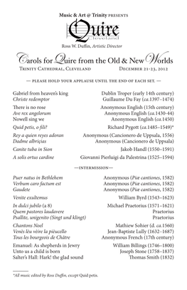 Carols Forquire from the Old & Newworlds