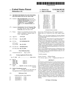 (12) United States Patent (10) Patent No.: US 8,546,502 B2 Shimanaka Et Al