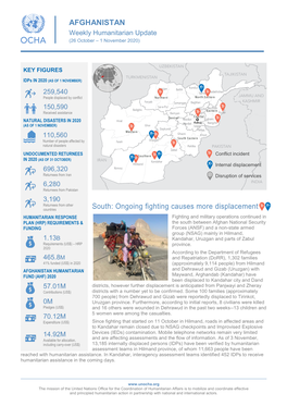 AFGHANISTAN Weekly Humanitarian Update (26 October – 1 November 2020)