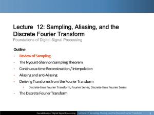 Lecture 12: Sampling, Aliasing, and the Discrete Fourier Transform Foundations of Digital Signal Processing