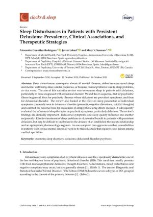 Sleep Disturbances in Patients with Persistent Delusions: Prevalence, Clinical Associations, and Therapeutic Strategies