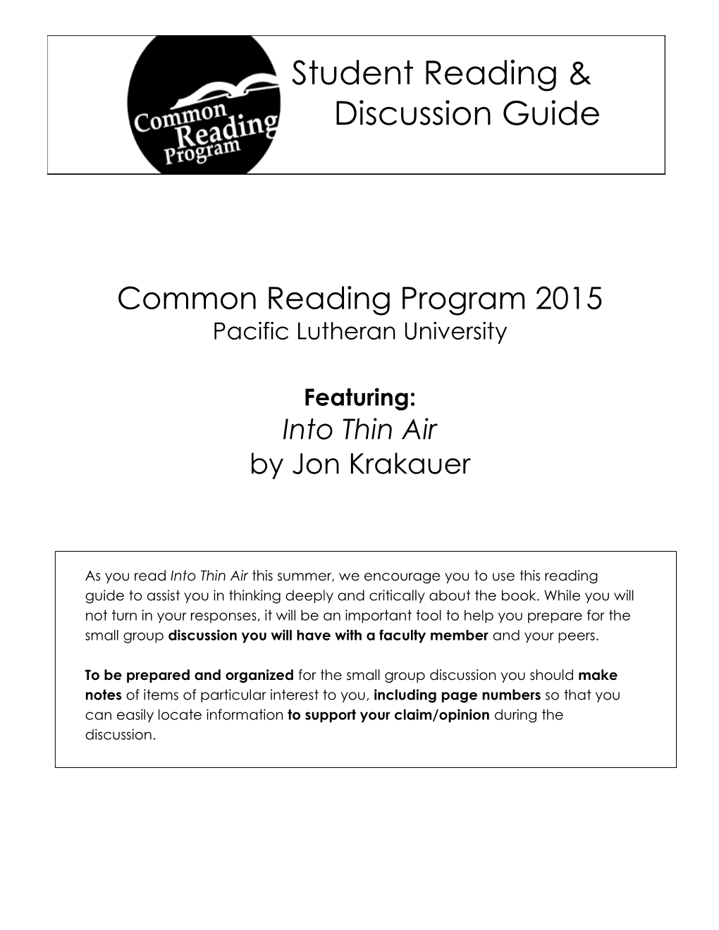 Student Reading & Discussion Guide