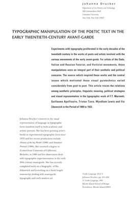 Typographic Manipulation of the Poetic Text in the Early Twentieth-Century Avant-Garde