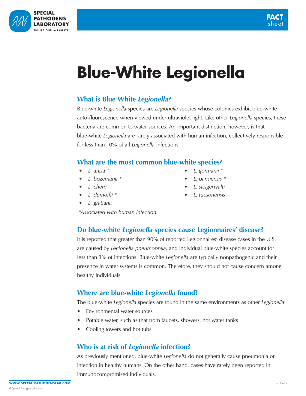 Blue-White Legionella