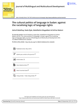 The Cultural Politics of Language in Sudan: Against the Racialising Logic of Language Rights
