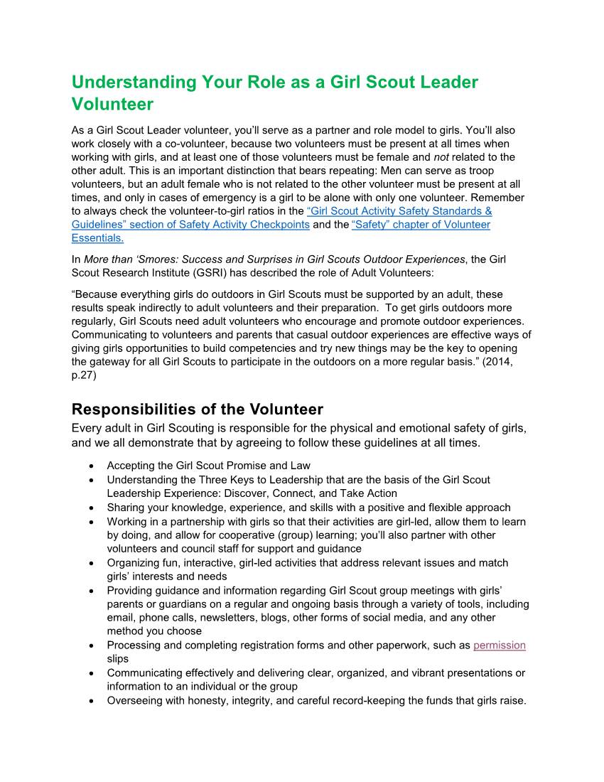 Understanding Your Role As a Girl Scout Leader Volunteer