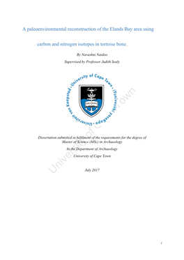 A Paleoenvironmental Reconstruction of the Elands Bay Area Using Carbon and Nitrogen Isotopes in Torotoise Bone