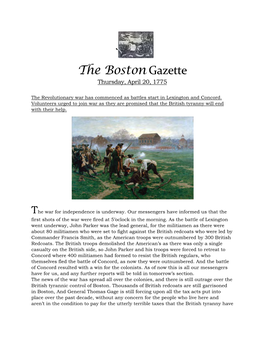 ` the Boston Gazette Thursday, April 20, 1775