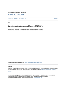 Razorback Athletics Annual Report, 2013-2014