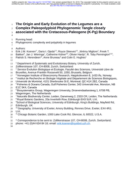 The Origin and Early Evolution of the Legumes Are a Complex