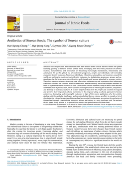 Aesthetics of Korean Foods: the Symbol of Korean Culture
