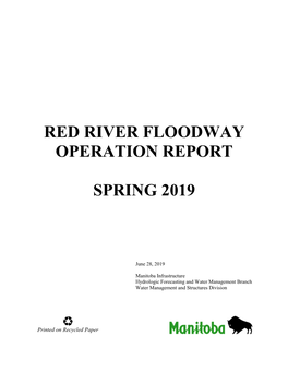 Red River Floodway Operation Report Spring 2019