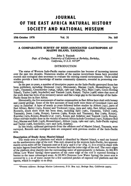 Journal of the East Africa Natural History Society and National Museum