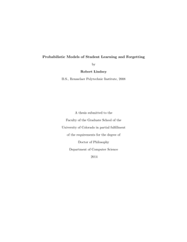 Probabilistic Models of Student Learning and Forgetting