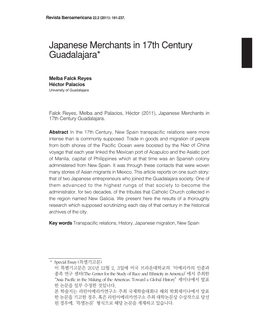 Japanese Merchants in 17Th Century Guadalajara*