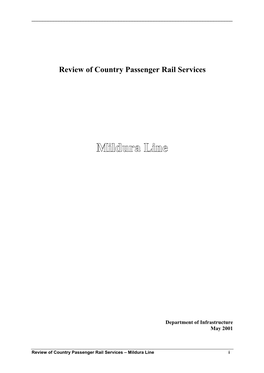 Review of Country Passenger Rail Services