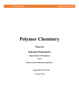 Polymer Chemistry Classification of Polymers