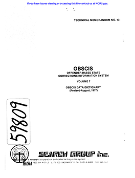 Obscis Offender-Based State Corrections Information System