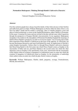 IAFOR Journal of Ethics, Religion & Philosophy Volume 3 Issue 1