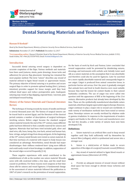 Dental Suturing Materials and Techniques