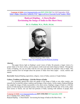 Rudyard Kipling – a Stern Realist Envisioning the Image of India in His Short Story