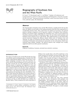 Biogeography of Southeast Asia and the West Pacific