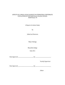 Effects of a Small-Scale Clear-Cut on Terrestrial Vertebrate Populations in the Maryville College Woods