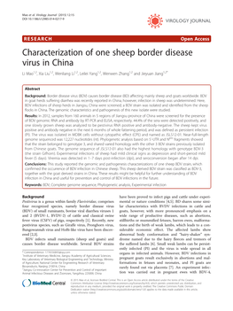 Characterization of One Sheep Border Disease Virus in China Li Mao1,2, Xia Liu1,2, Wenliang Li1,2, Leilei Yang1,2, Wenwen Zhang1,2 and Jieyuan Jiang1,2*