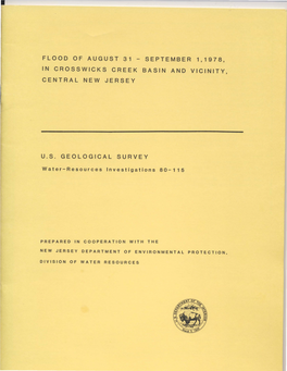 Flood of August 31 - September 1,1978, in Crosswicks Creek Basin and Vicinity, Central New Jersey