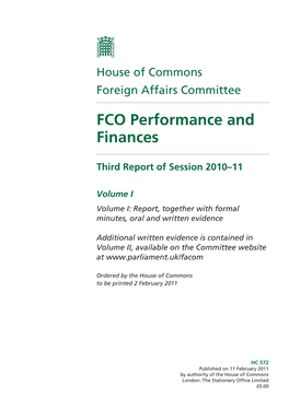 FCO Performance and Finances