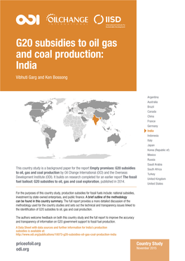 G20 Subsidies to Oil, Gas and Coal Production