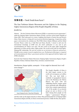 Seek Truth from Facts East Turkistan Islamic Movement and Uighurs
